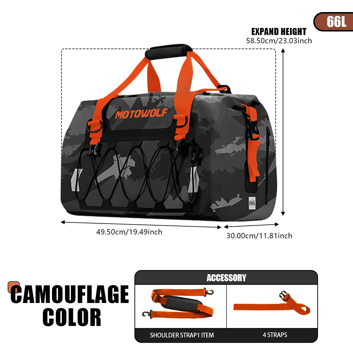 Waterproof Motorcycle Rear Seat Bag | Versatile Travel Duffel Bag