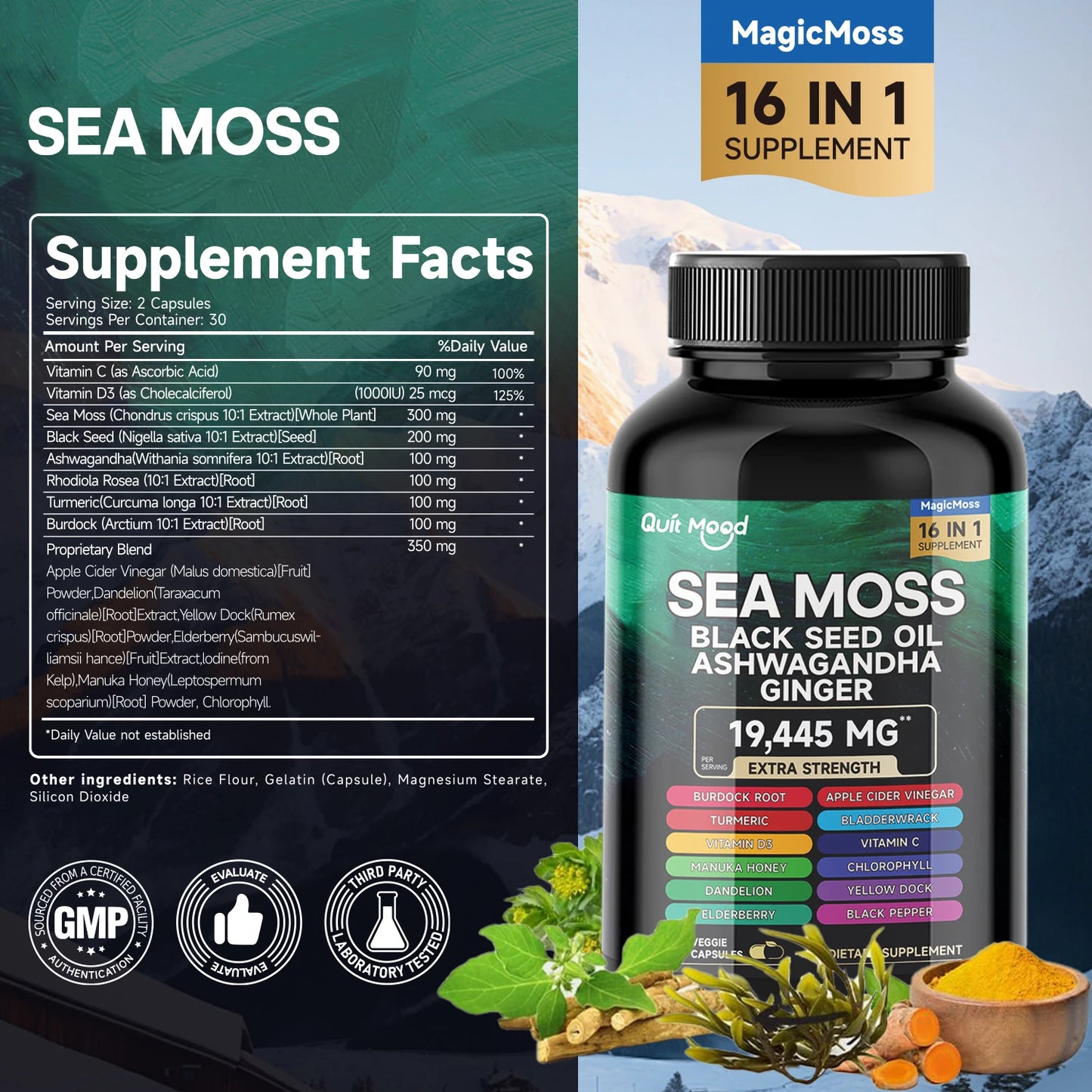 Premium Sea Moss, Black Seed Oil & Herbal Blend Capsules