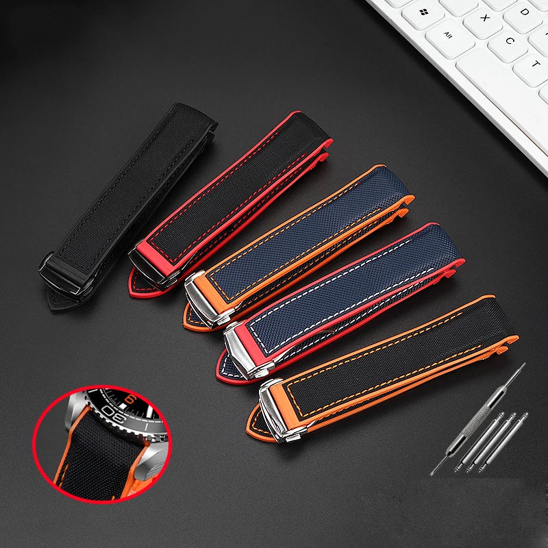 Versatile Nylon Rubber Watchband | Durable Comfort Strap