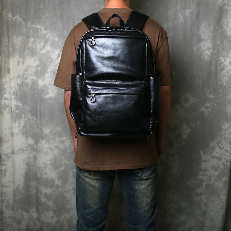 Vintage Leather Backpack for Men | Retro Casual Cowhide Design