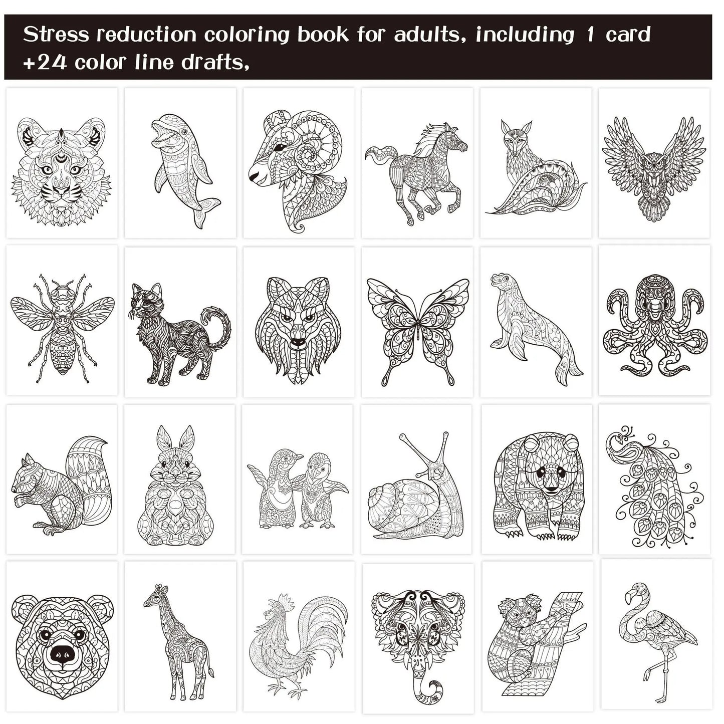 Relaxing Adult Coloring Book | Fun Animal Graffiti Designs