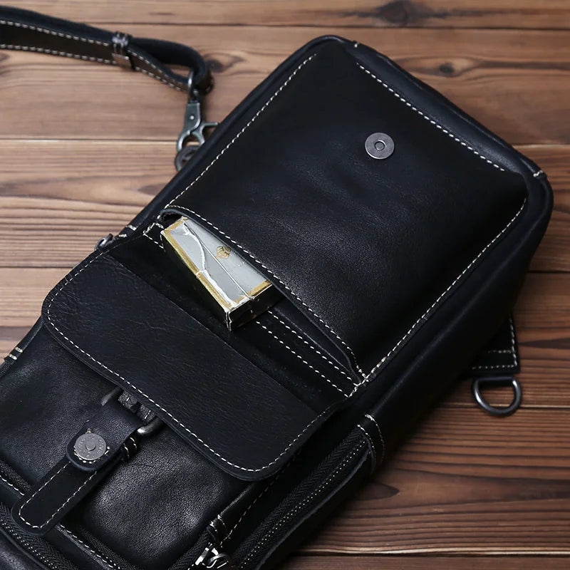 Bolso de pecho de cuero hecho a mano elegante para hombre | Bandolera espaciosa