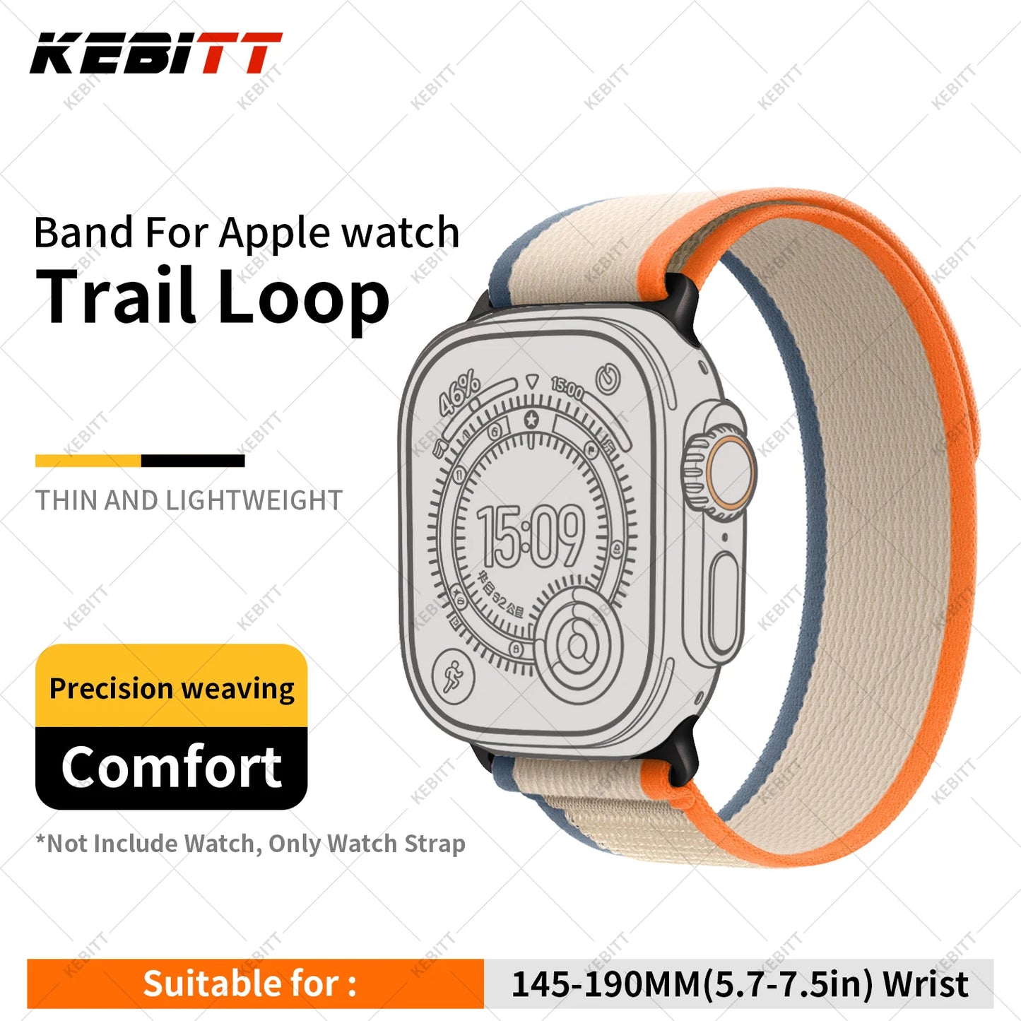 High-Quality Nylon Strap for Smartwatches | Natural Titanium Finish