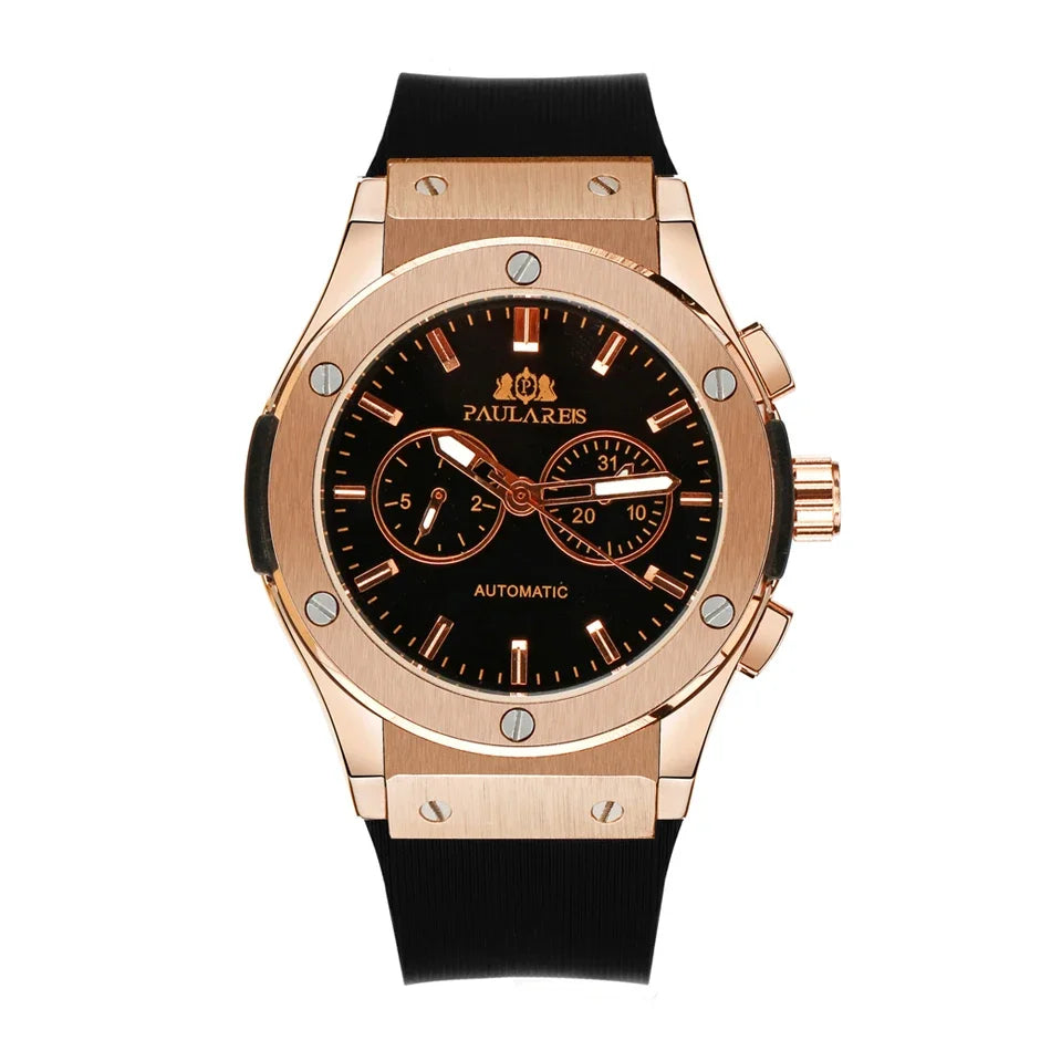Stylish 45mm Automatic Mechanical Men's Watch | Casual Sports Timepiece
