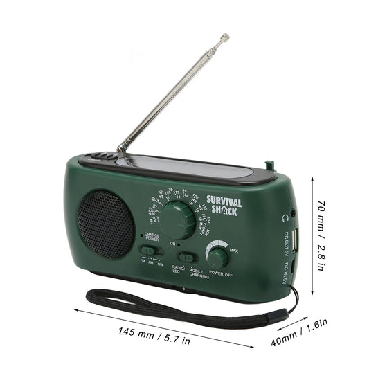 Portable Hand Crank Weather Radio with LED Torch | Multi-Band