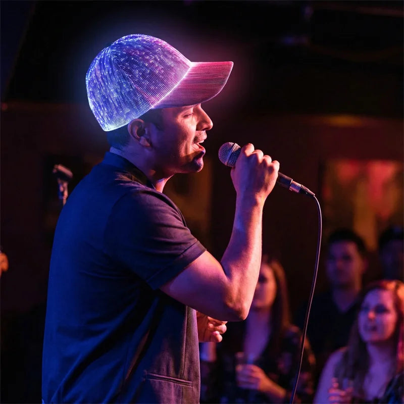 LED Fiber Optic Baseball Cap | Glowing Hip-Hop Hat for Parties