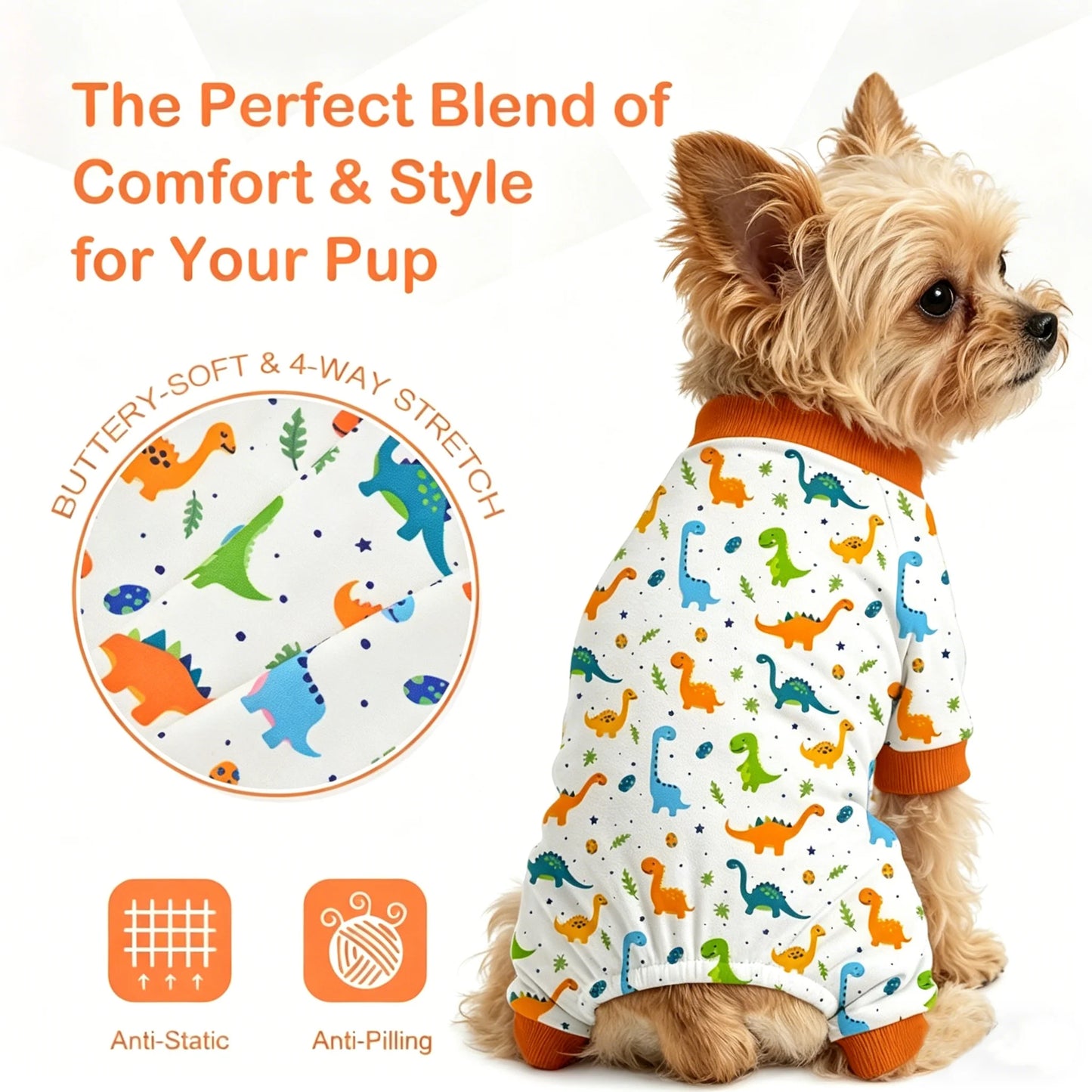 Cute Dog Pajamas for Small & Medium Dogs | Soft & Breathable Onesie