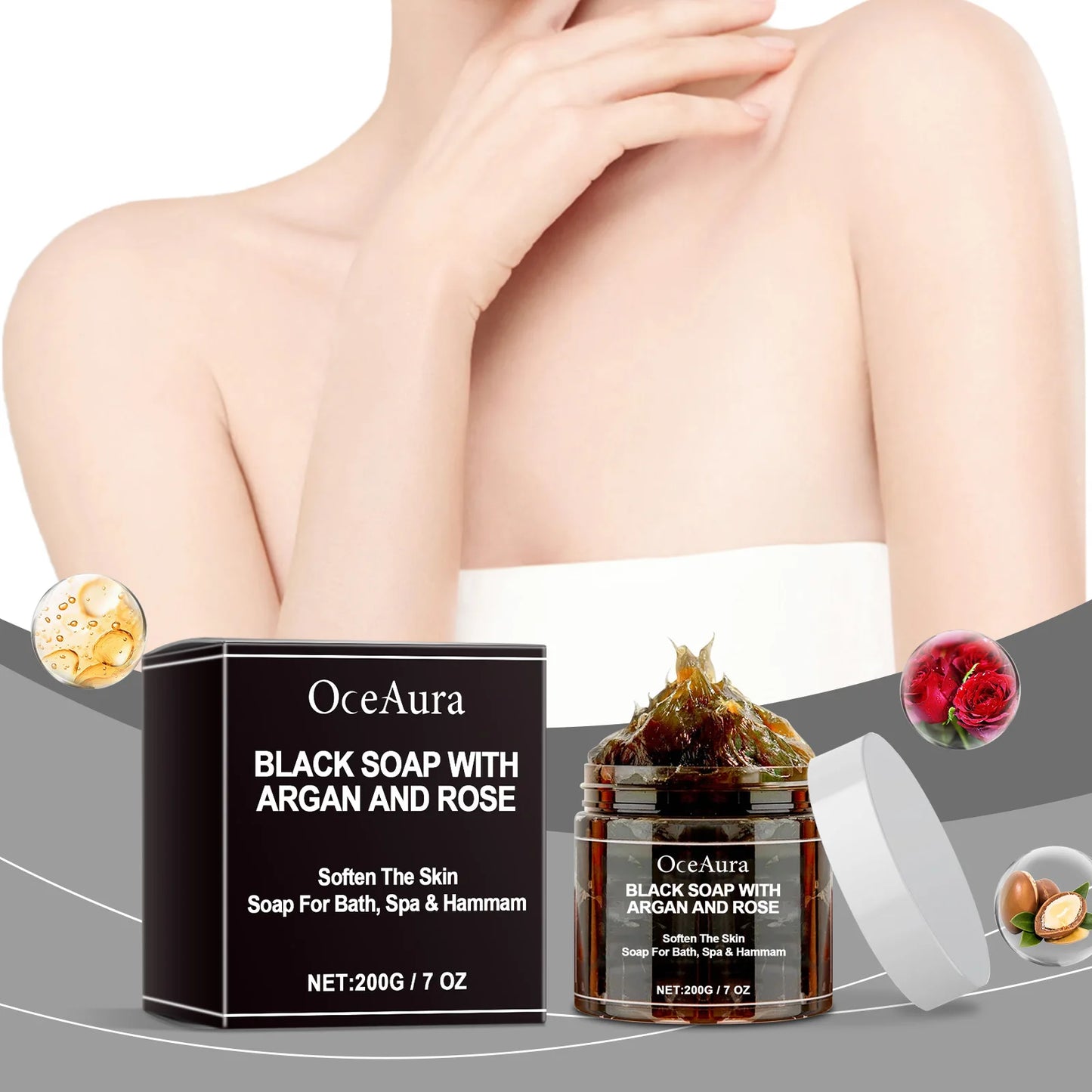 Purifying Black Soap with Argan & Rose | Deep Cleansing Body Scrub