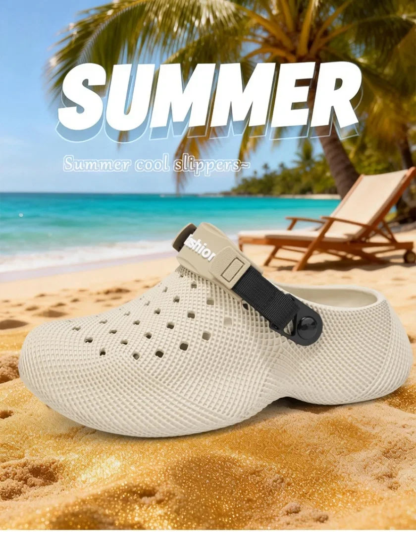Summer non slip 3D patterned sandals with EVA thick sole for men's and women's beach shoes with a poop like feel