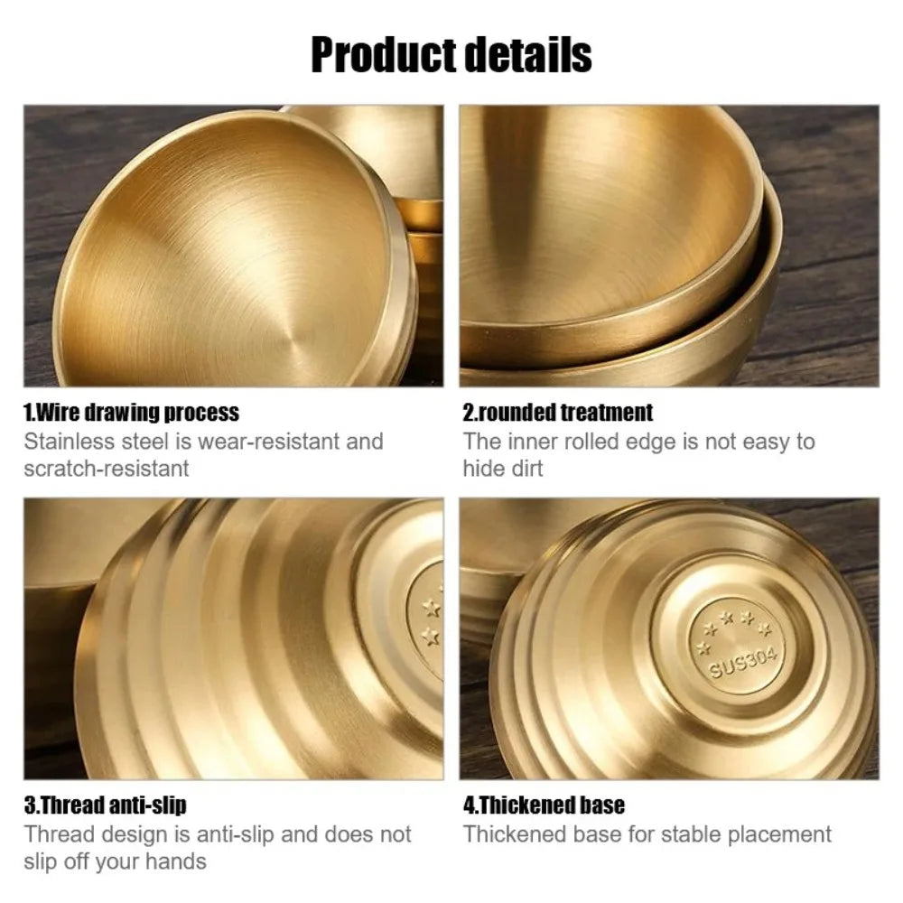 Large Double Layer Stainless Steel Ramen Bowl | Anti-Scald Design