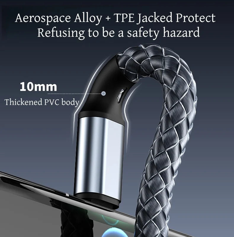 4-in-1 Multifunctional Charging Cable Supports USB-A to USB-C, Micro USB, and Braided Cables for Charging Multiple Devices