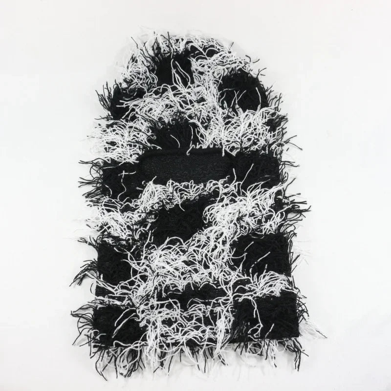 Unisex Distressed Knit Balaclava | Fuzzy Winter Ski Mask
