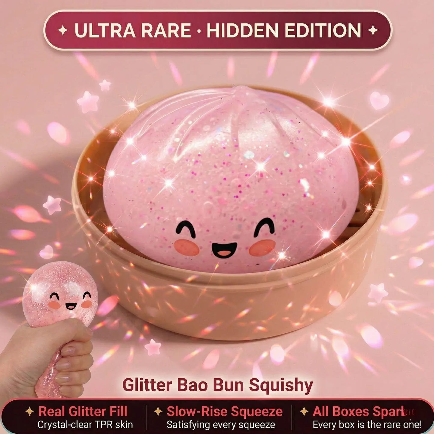 Dumpling Squishy ULTRA RARE Gold Glitter Hidden Edition Dumpling Viral Squishies Squishy Dumpling Slow Rise Stress Relief Soft.