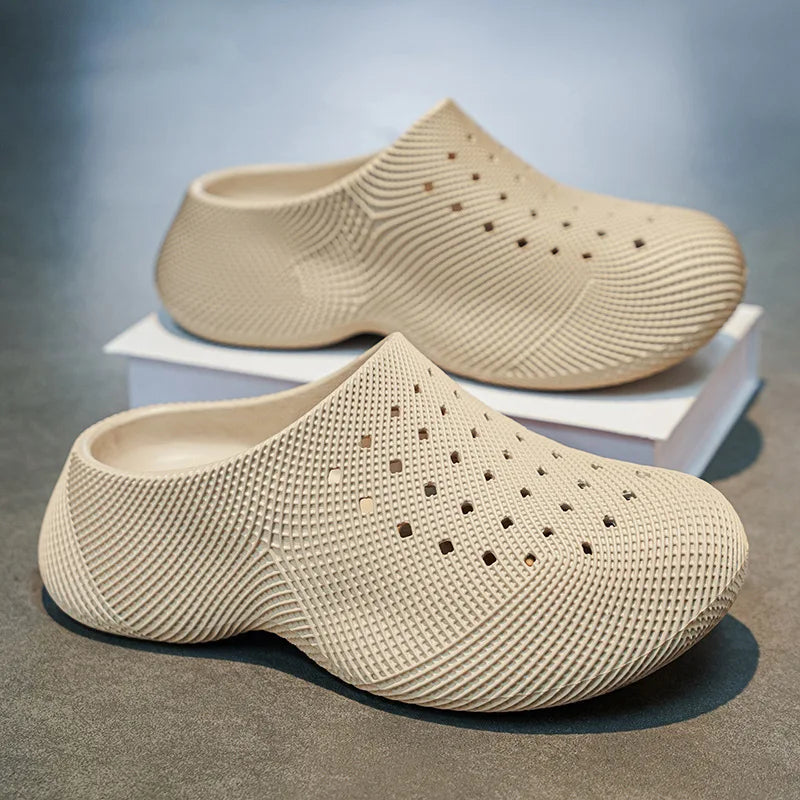 Generic Closed Toe Clogs 3d Printed Thick Sole Non Slip Soft Cushion Casual Summer Outdoor Slippers For Men Women Couple