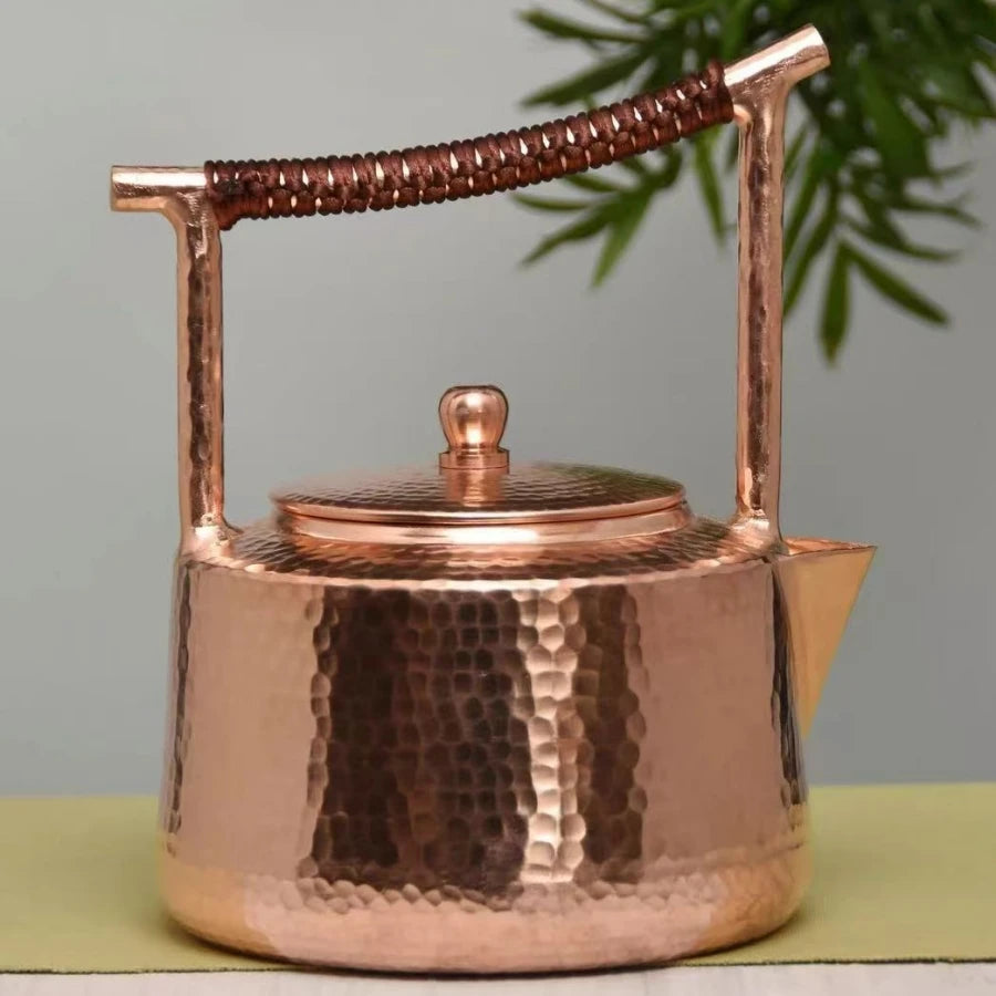 Vintage Copper Coffee Pot | Handcrafted Teapot with Lid