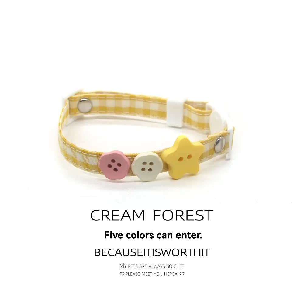 Plaid Pet Collar Necklace | Trendy Cartoon Style with Safety Buckle
