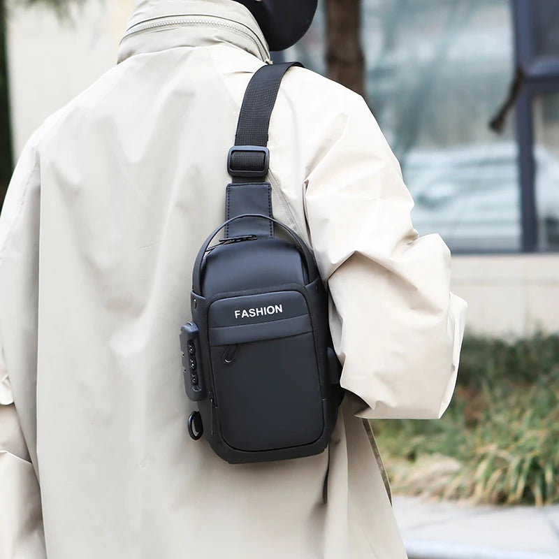 Men's Anti-Theft Sling Bag | USB Charging Crossbody Pack