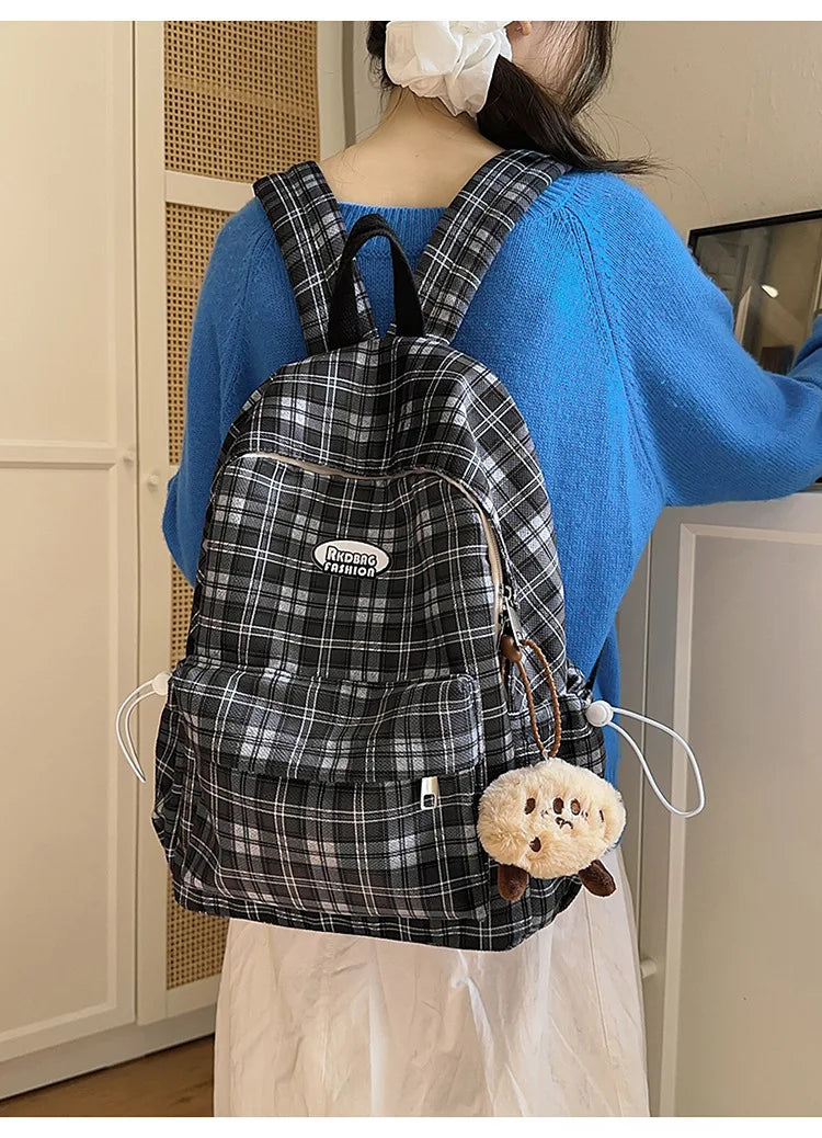 Large Capacity Plaid Backpack | Versatile Travel & School Bag