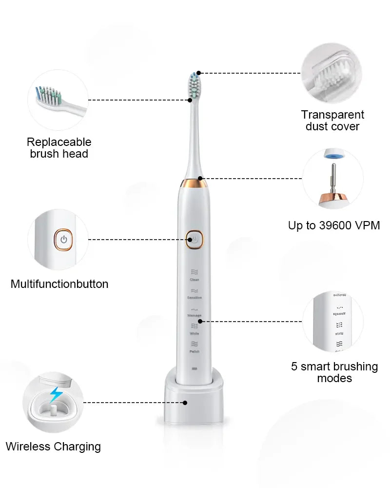 Smart Sonic Electric Toothbrush for Effective Teeth Whitening