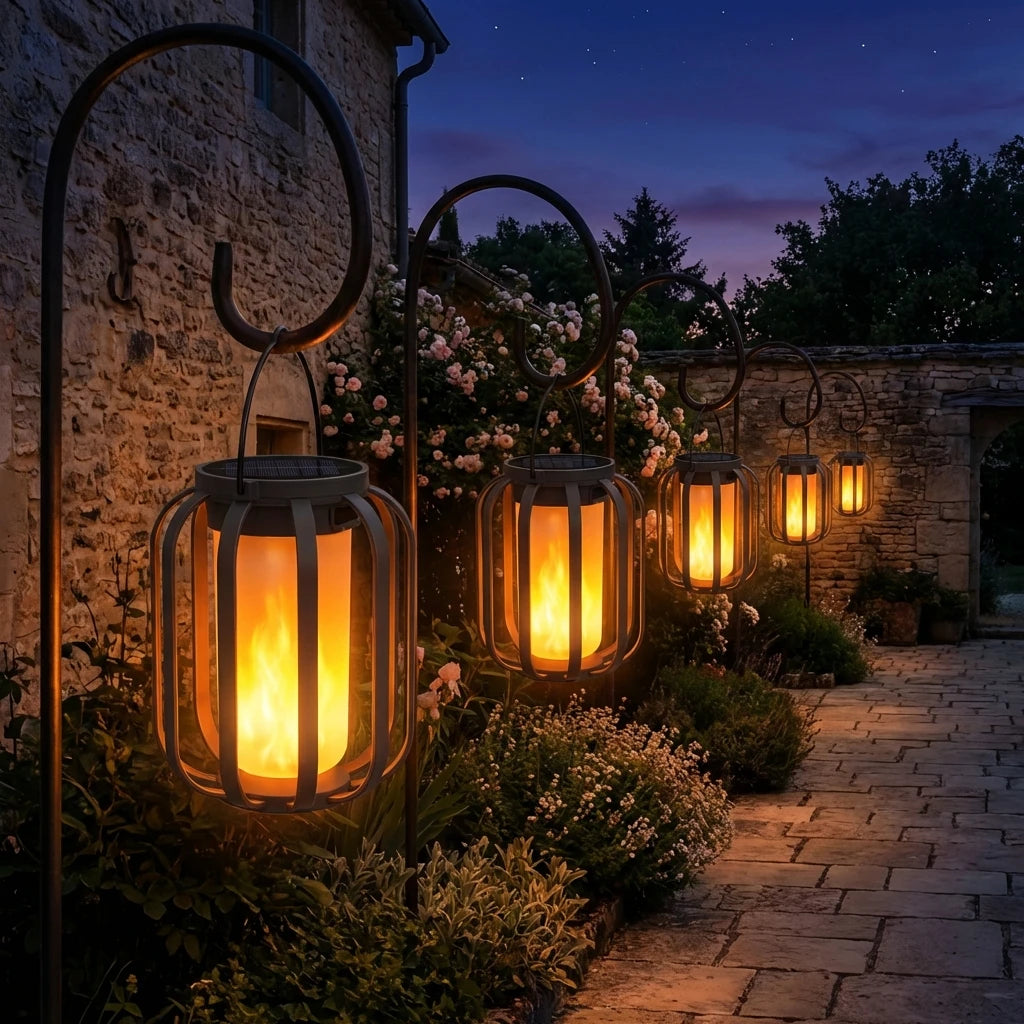 Linternas solares con efecto de llama | Luces solares de exterior resistentes al agua