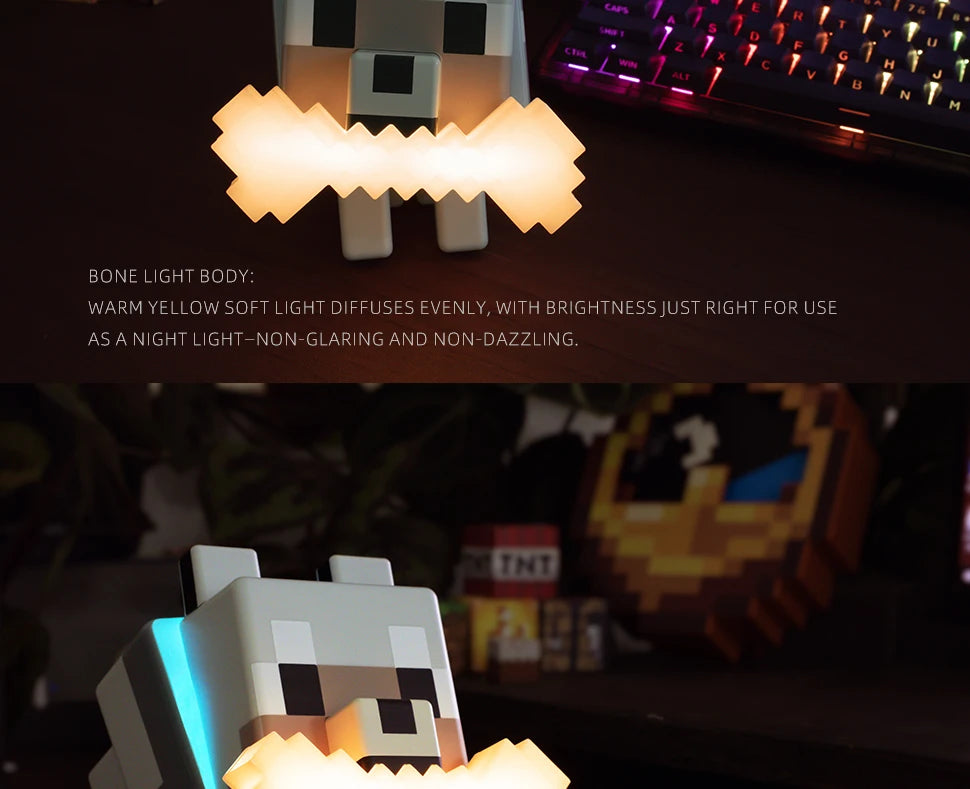 Cute Wolf Dog Night Light | RGB Gaming Room Decor & Desk Lamp