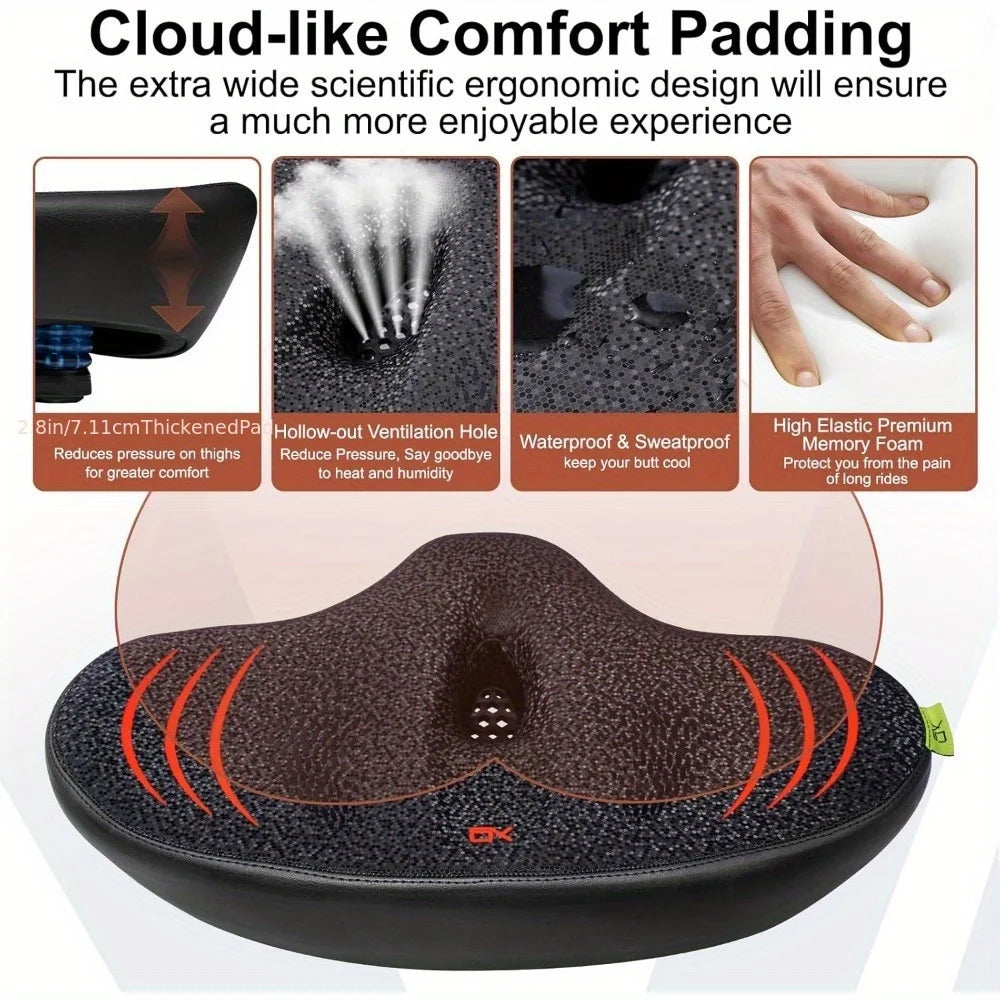 Oversized Comfortable Bike Seat for Men & Women | Extra Wide Cushion