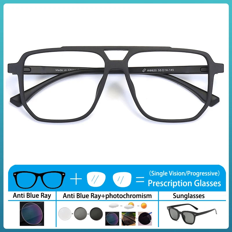 Myopia Eyeglasses with Anti Blue Light & Photochromic Lenses