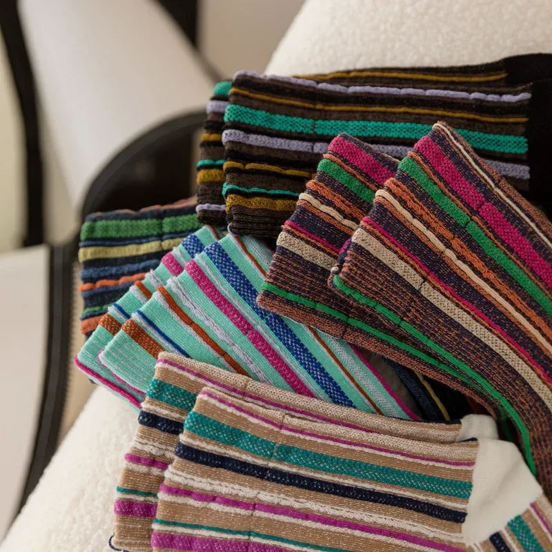 Colorful Striped Women's Crew Socks | Vintage Harajuku Style
