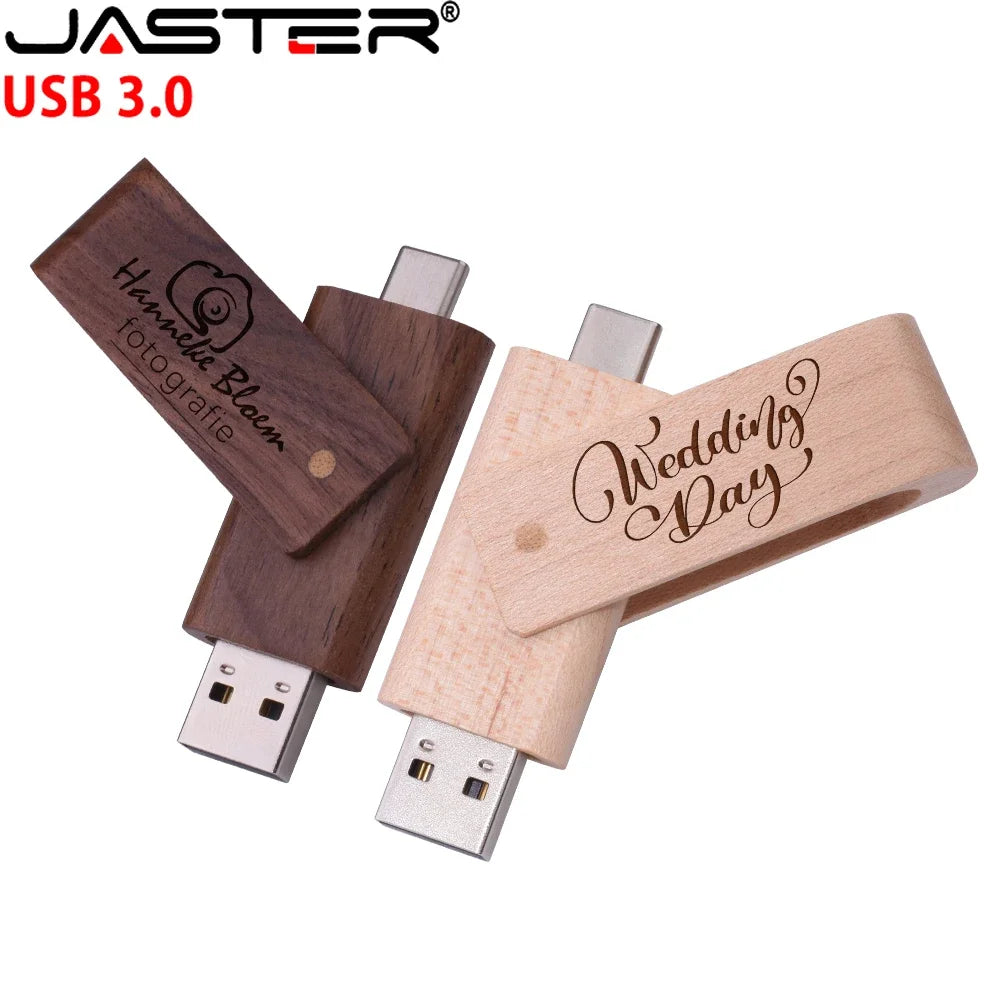 Wooden TYPE-C USB Flash Drive | Custom Logo Pendrive Gifts