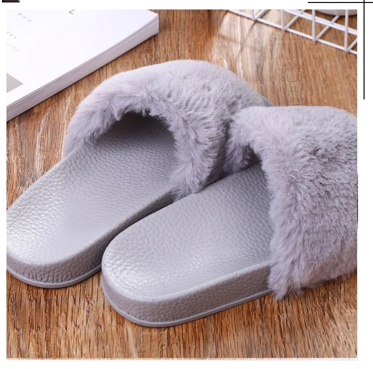 Women's Open Toe Fuzzy Plush Slippers | Cozy Winter House Slides