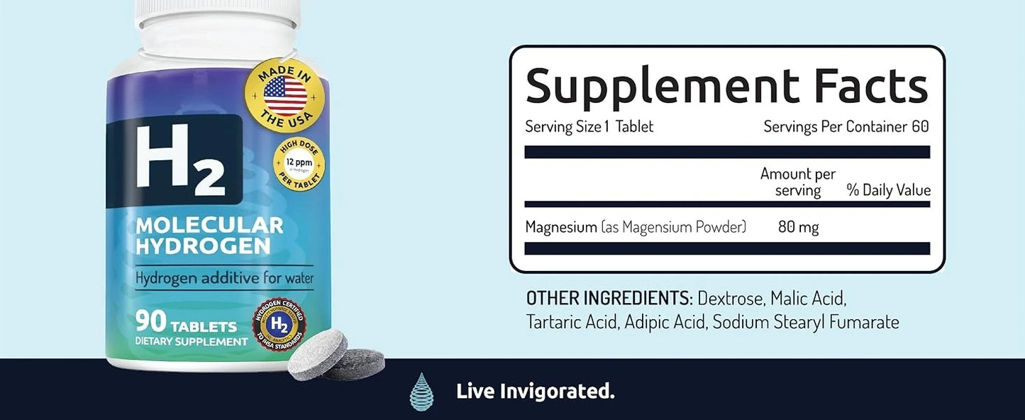 Hydrogen Water Tablets with Magnesium for Energy Boost