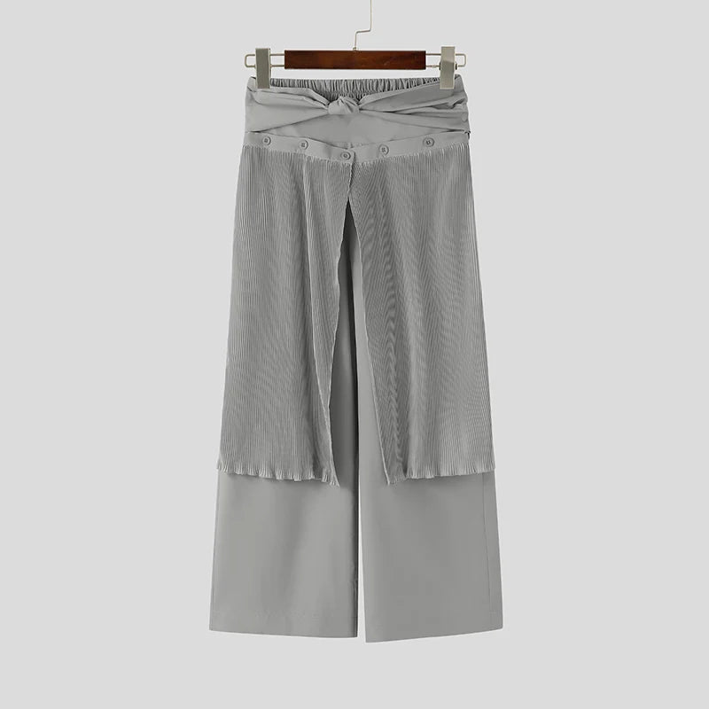 Men's Stylish Wide Leg Joggers | Casual Patchwork Pants 2026