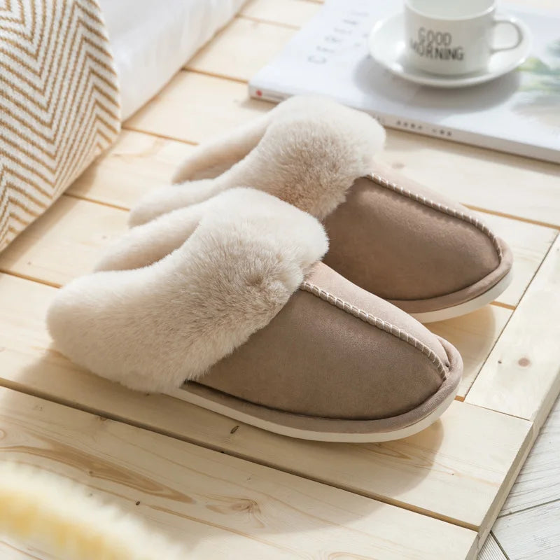 Women's Luxury Faux Suede Plush Slippers | Cozy Winter House Shoes