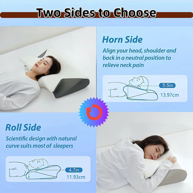 Ergonomic Memory Foam Cervical Orthopedic Pillow 2 in 1 Contour Neck Support Pillow for Neck Pain Relief 1 pc