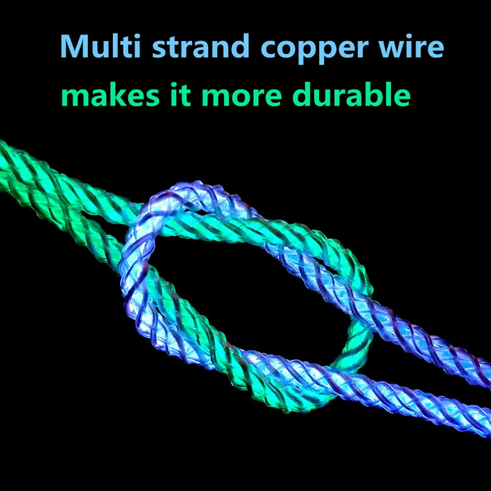 RGB Glowing Super Fast Charging Data Cable USB A to Type C