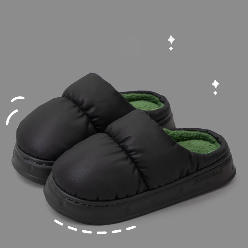Women's Warm Flannel Plush Slippers | Cozy Waterproof Indoor Shoes