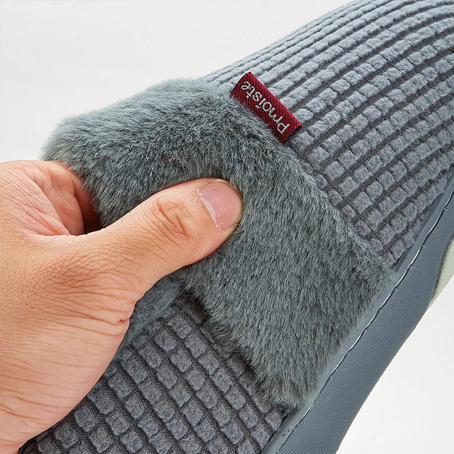 Men's Cozy Flannel Plaid Winter Slippers | Memory Foam Indoor Shoes