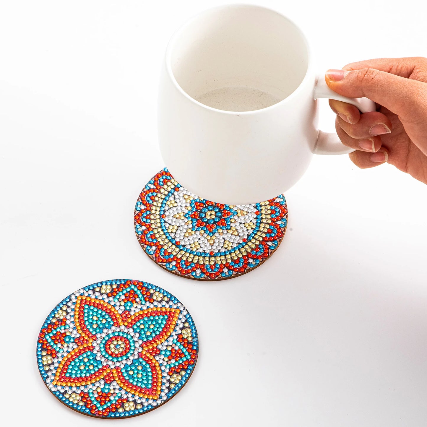 8-Piece DIY Mandala Diamond Painting Coasters | Full Drill Art Set
