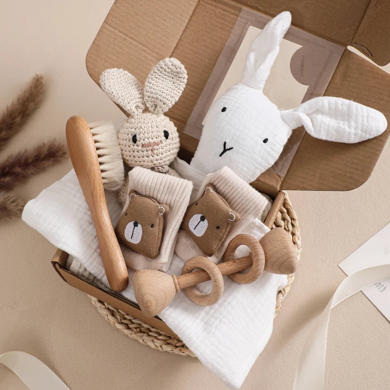 Baby Double-Sided Cotton Blanket Bath Set | Perfect Newborn Gift