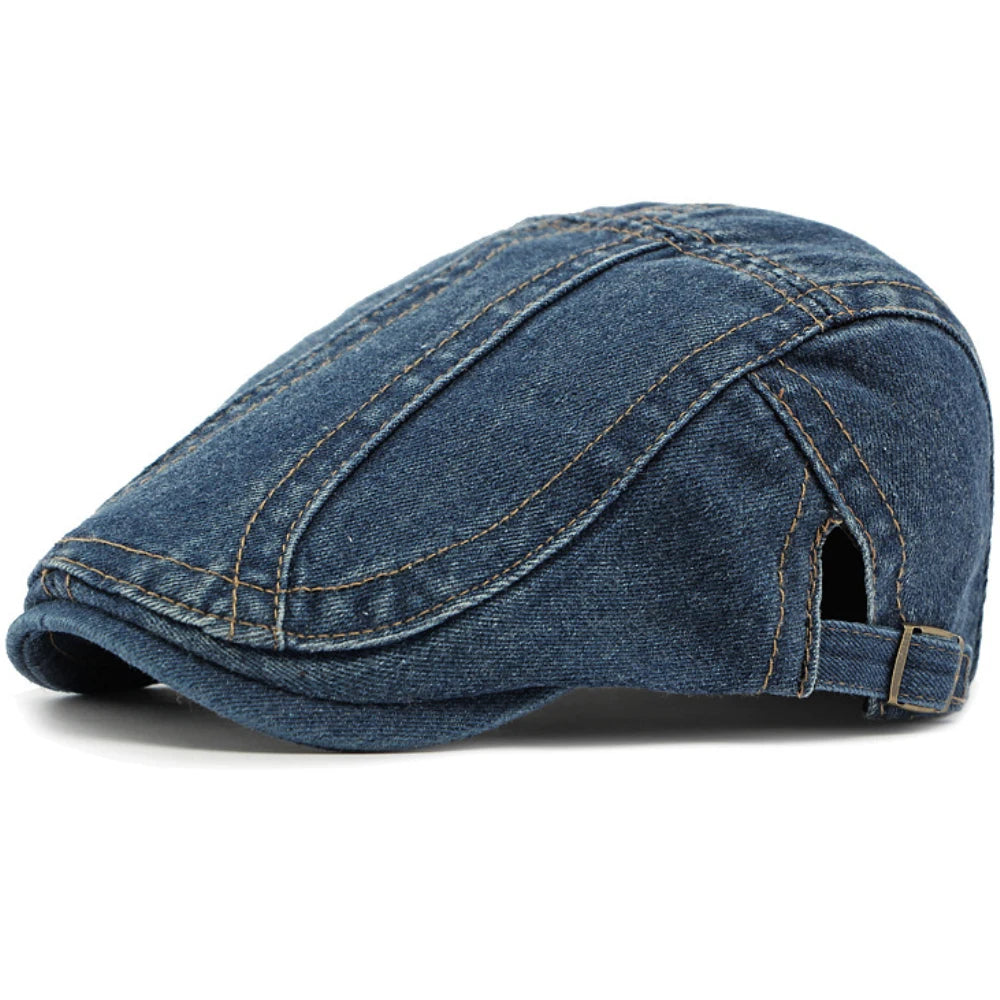 Unisex Adjustable Denim Beret Hat | Stylish Artist Cap