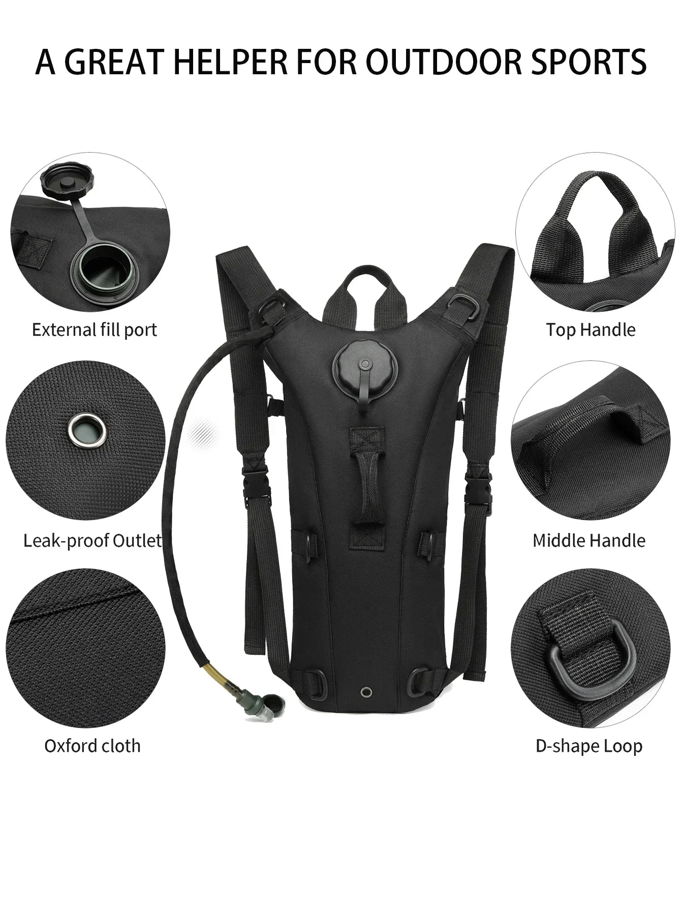 Outdoor Hydration Pack 3L Waterproof Backpack for Active Adventures