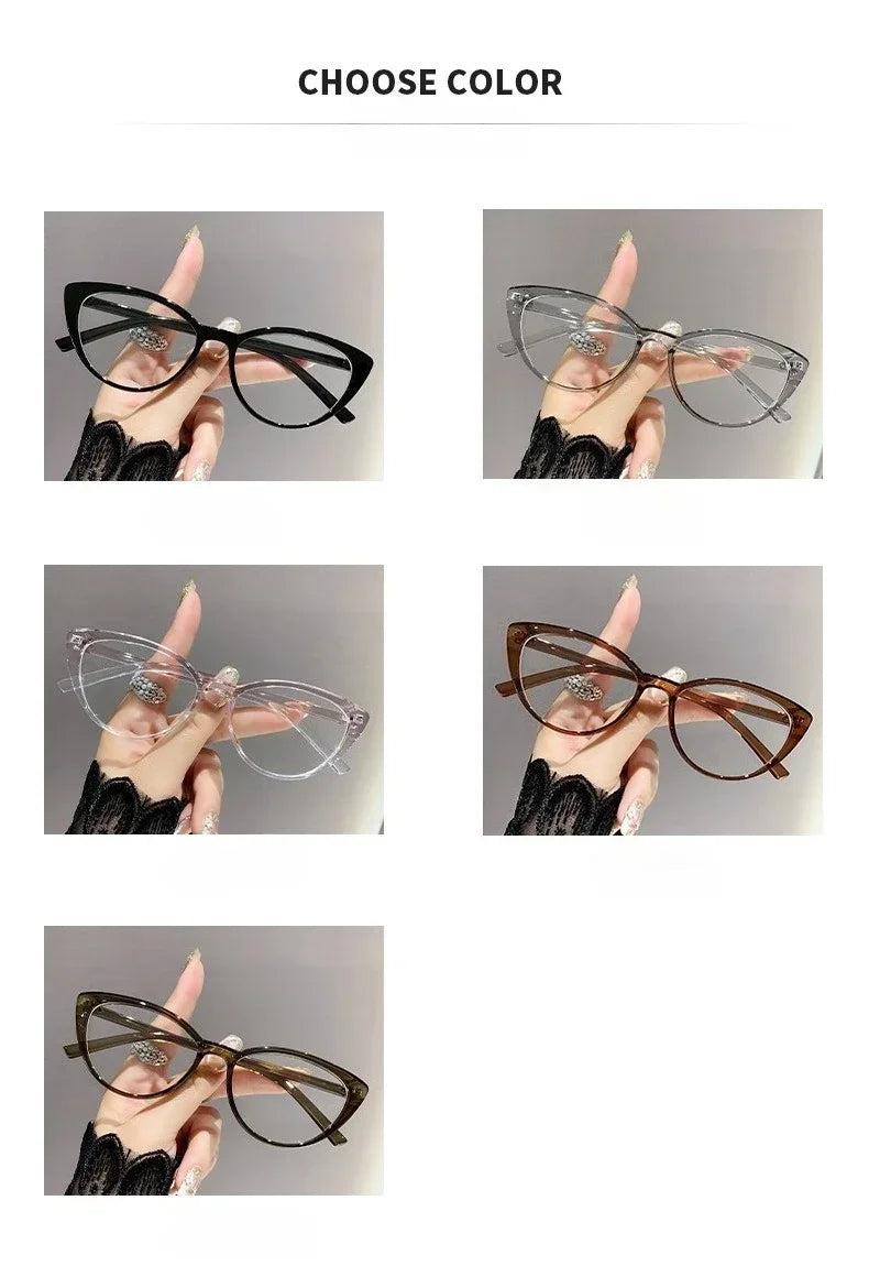 Fashionable cat-eye full-frame reading glasses, retro style, fashionable anti-blue light glasses, ladies' reading glasses