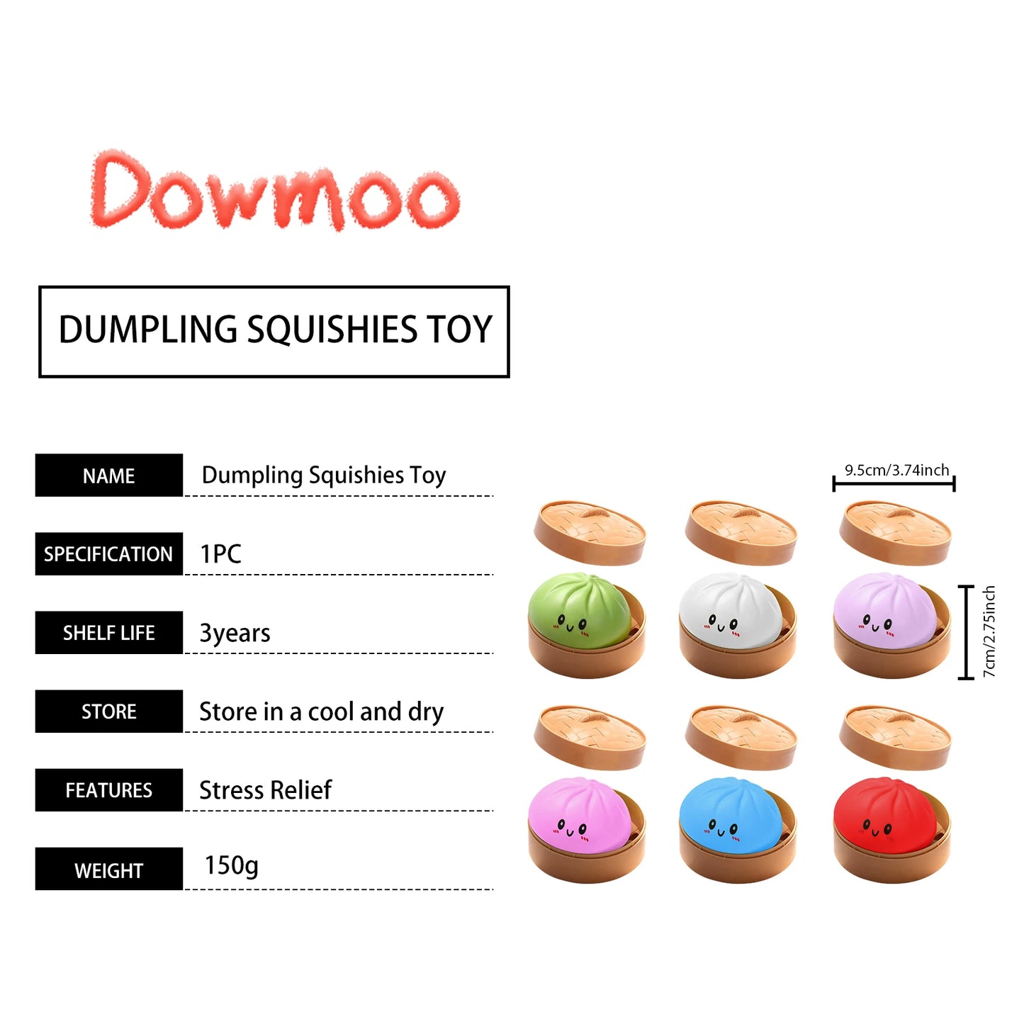 Colorful Simulated Dumpling Squishy Relaxing Relieve Anxiety Antistress Enhance Happiness Reusable Rebound Squeeze Reliever Toy