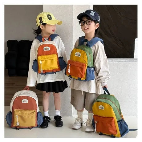 Lightweight Color Block Kids Backpack for School & Travel