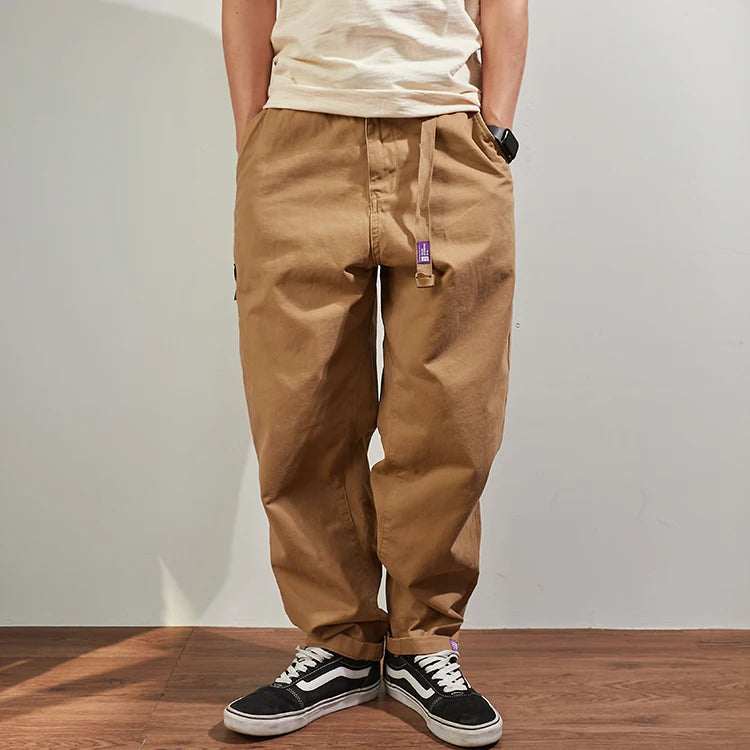 Men's Baggy Tapered Casual Cotton Pants for All Seasons