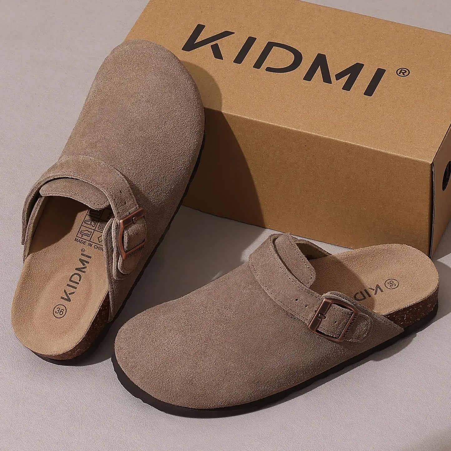 Women's Genuine Leather Clogs with Cork Footbed | Slip-On Comfort Slippers