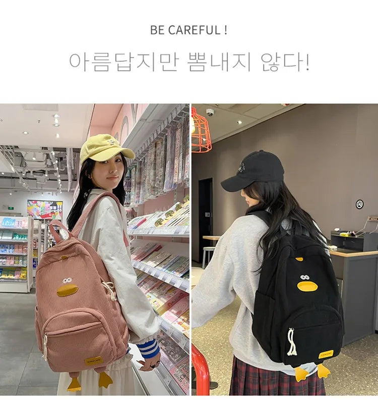Cute Cartoon Duck Backpack | Stylish Travel Bag for Students