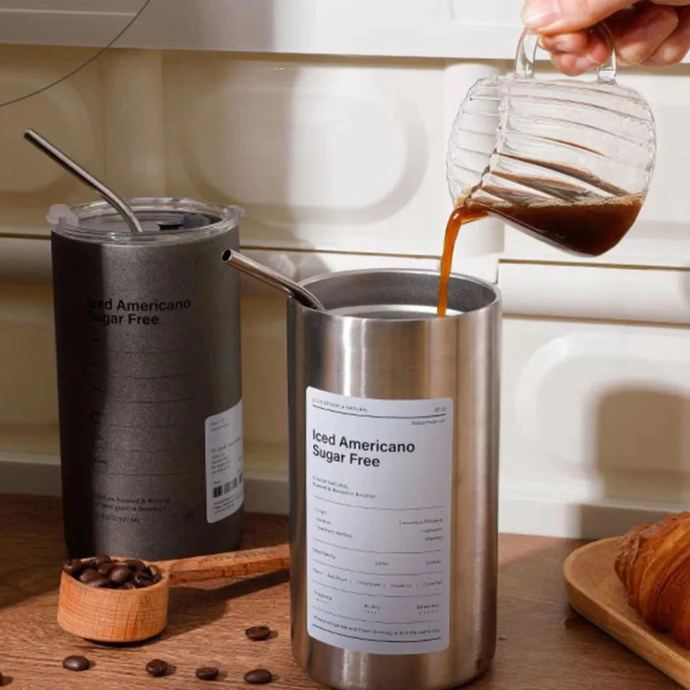 Stainless Steel Double-Layer Coffee Cup | Portable Insulated Mug