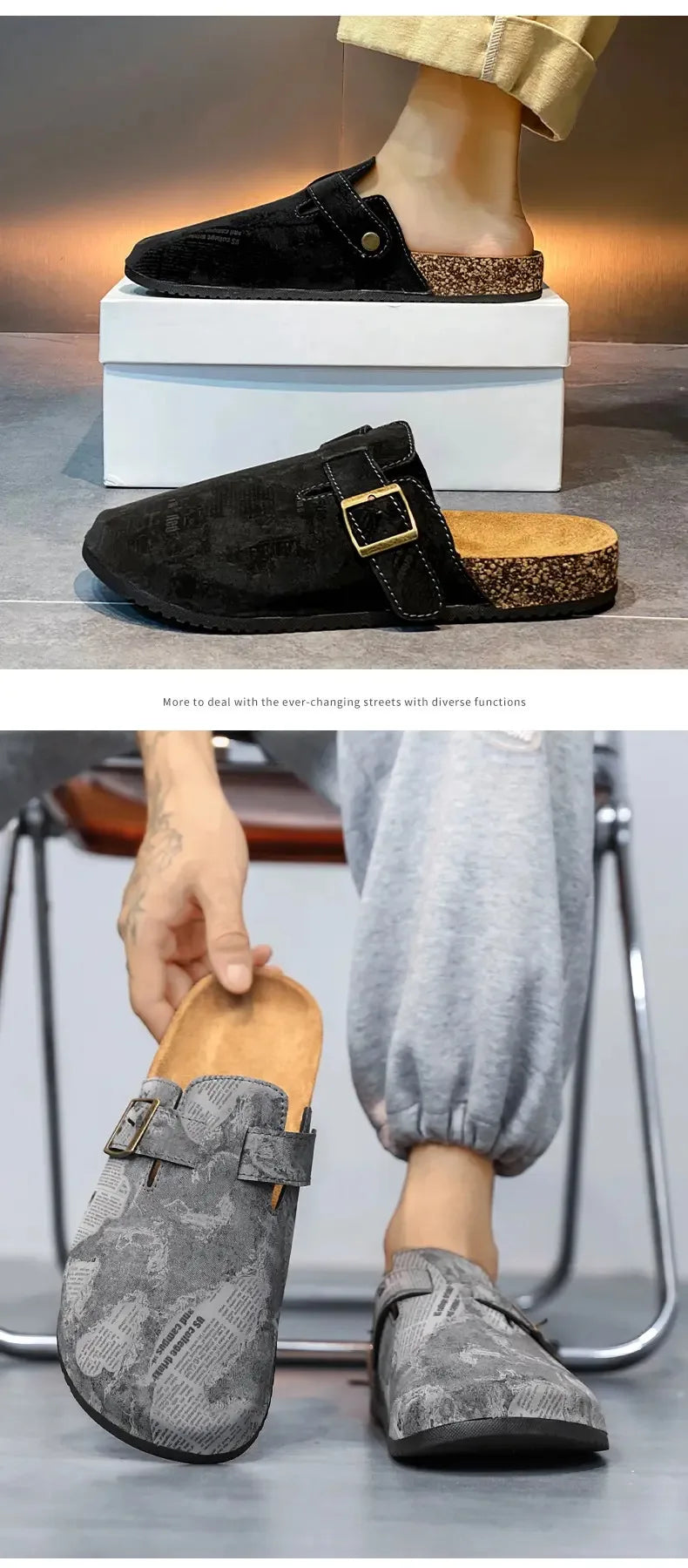 Men's Suede Mules Slippers | Comfortable Clogs with Arch Support