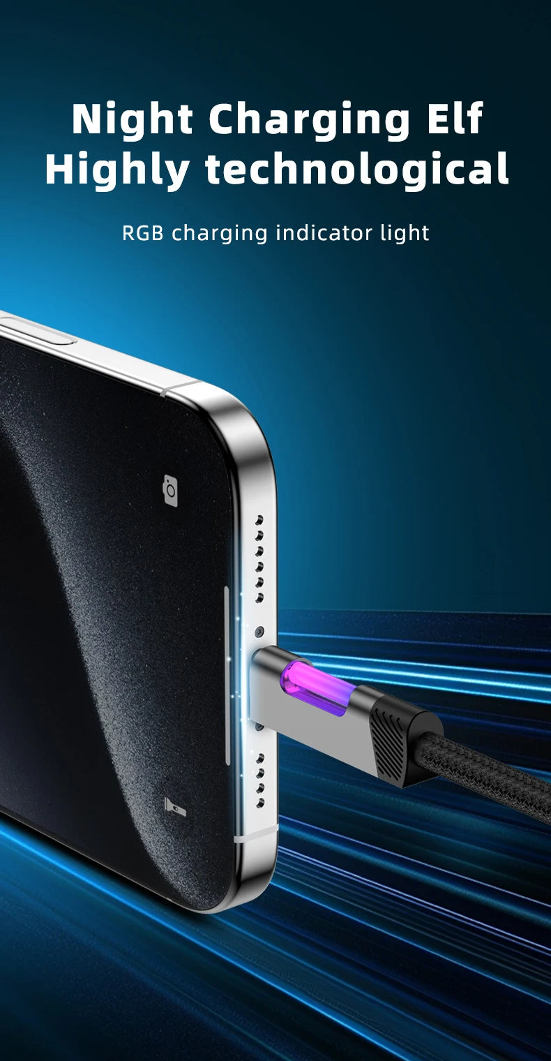 RGB Fast Charging Cable | 120W 6A USB Type C with Ambient Light